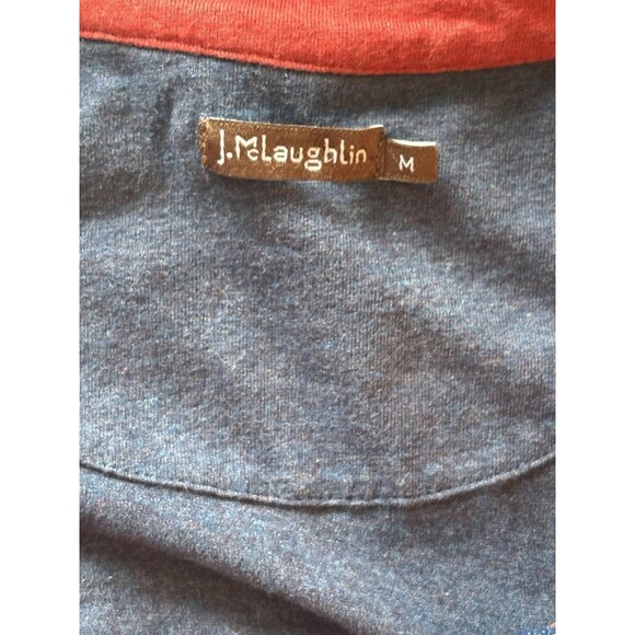 J McLAUGHLIN 1/4 Zip Pullover Tate Sweater Men’s Size Medium Blue Red Knit - Picture 5 of 9